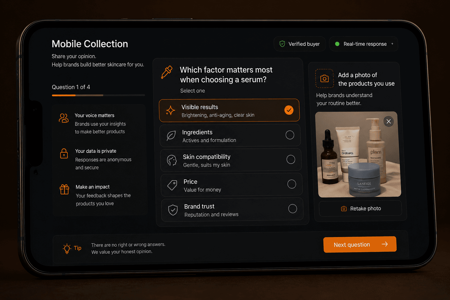 Step 03: Consumption behaviour collected exclusively